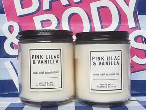 BBW Pink Lilac & Vanilla Single Wick Candles Set of 2 Home Fragrance Decor